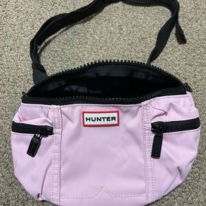 Hunter Pink Nylon Belt Bag with Black Strap